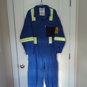 Blue Coveralls with Reflective Stripes